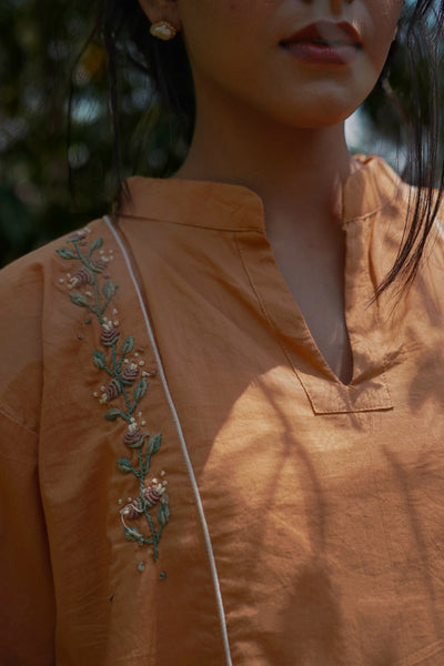 Benedict Set - Top and Pants Orange Cotton - OurDve