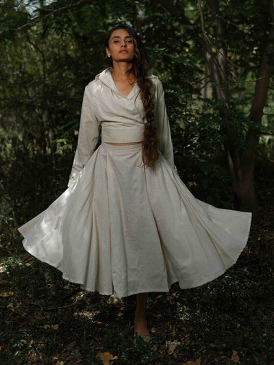 Neo Set - Top and Skirt Grey Handwoven - OurDve