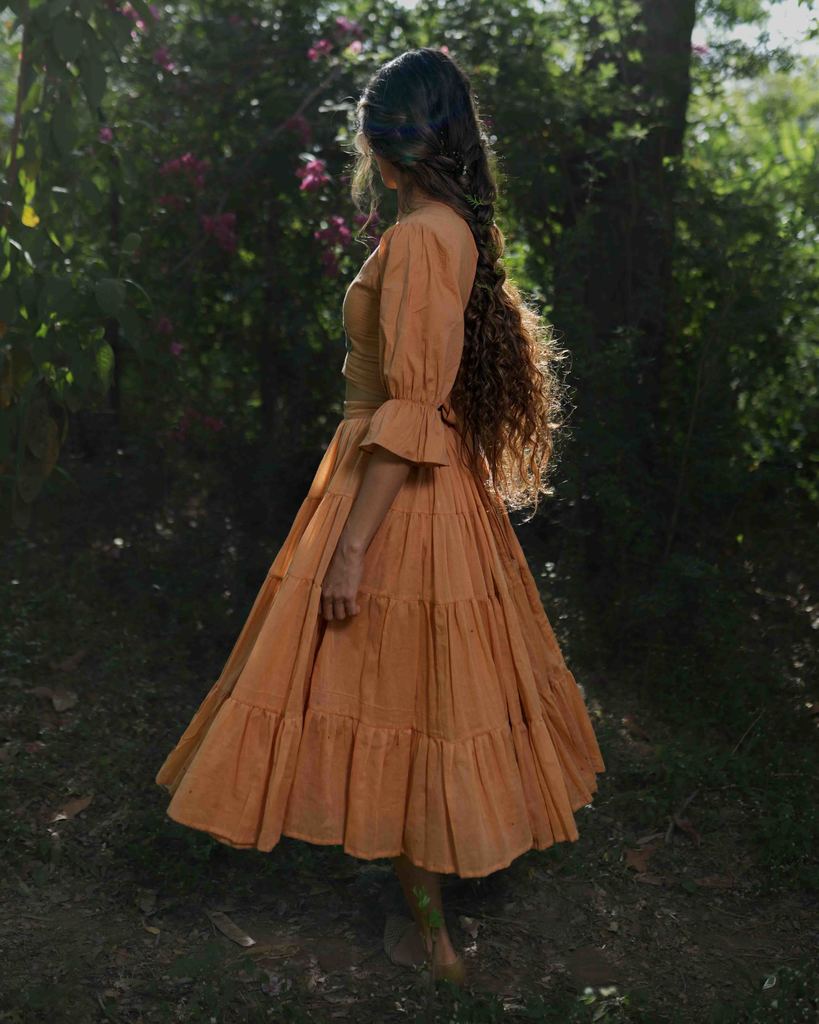 Daliso Set - Top and Skirt - Orange Cotton - OurDve