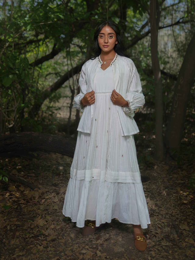 Serphina Set - Dress and Jacket - White Cotton