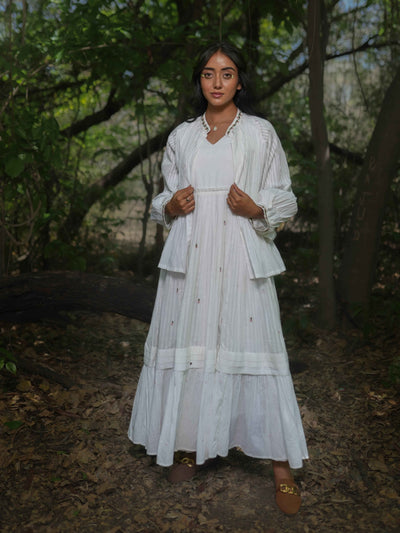 Serphina Set - Dress and Jacket - White Cotton - OurDve