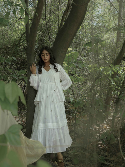 Serphina Set - Dress and Jacket - White Cotton - OurDve