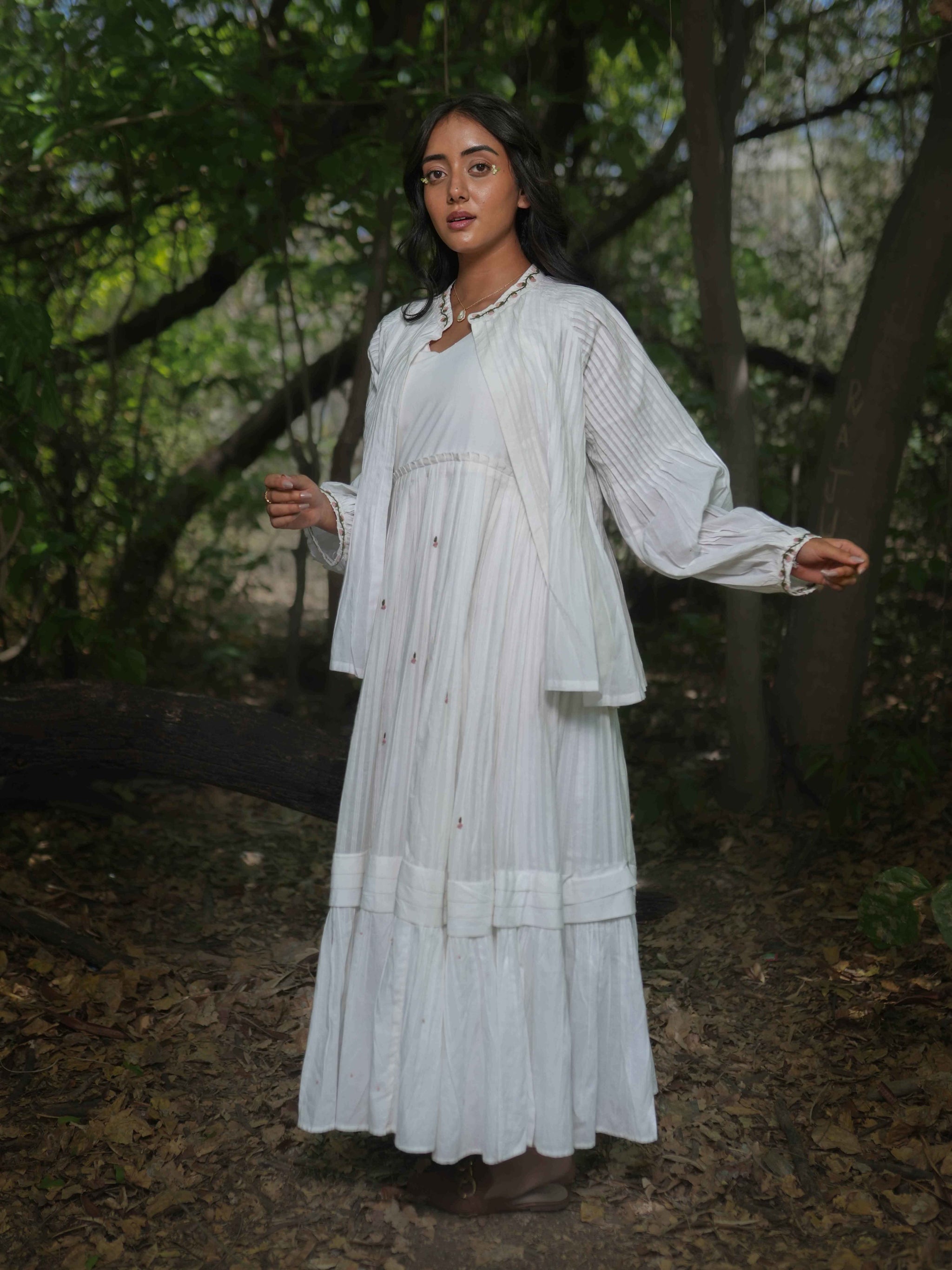 Serphina Set - Dress and Jacket - White Cotton - OurDve