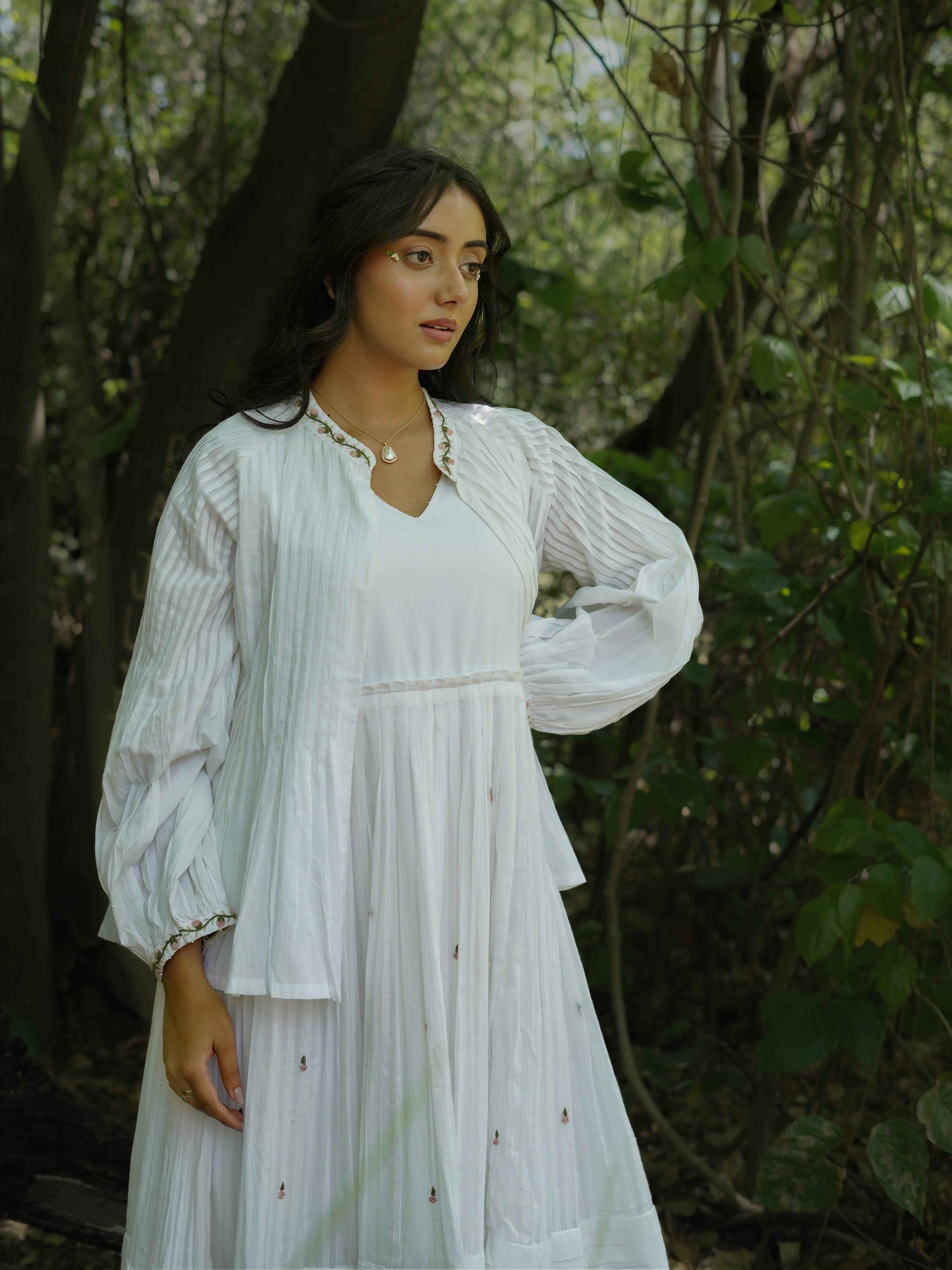 Serphina Set - Dress and Jacket - White Cotton - OurDve