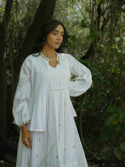 Serphina Set - Dress and Jacket - White Cotton - OurDve