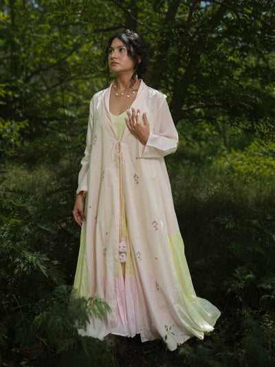 Dina Set - Dress and Jacket - Pink and Yellow Cotton - OurDve