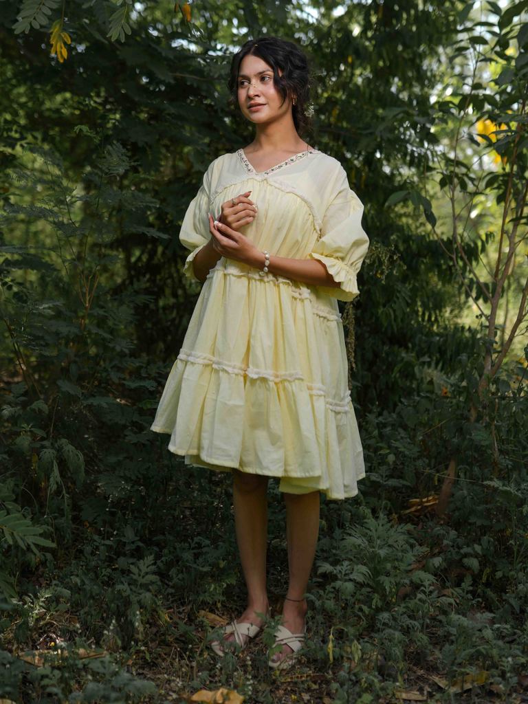 Loreto Dress - Yellow Cotton - OurDve