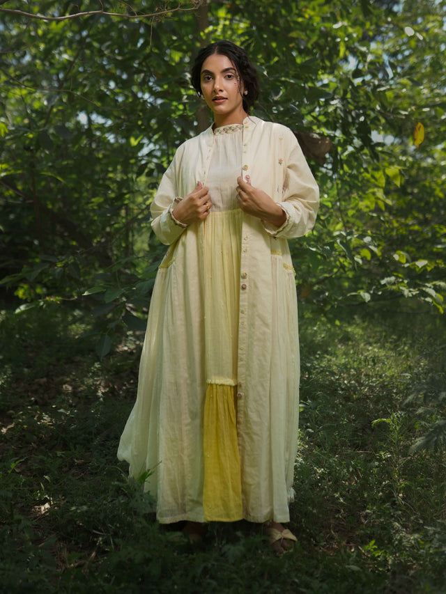 Rabia Set - Dress and Jacket - Yellow Cotton