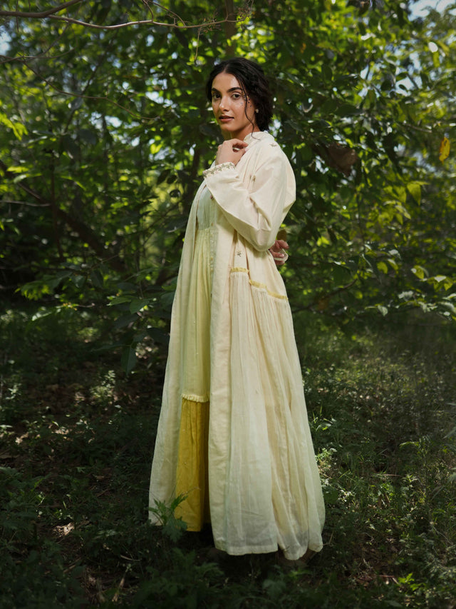 Rabia Set - Dress and Jacket - Yellow Cotton - OurDve 