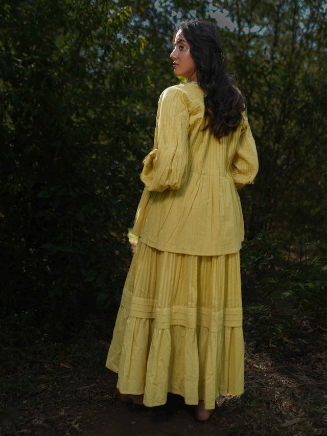 Serphina Set - Dress and Jacket - Yellow Yorker Cotton - OurDve 