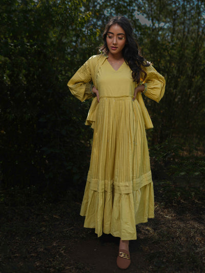 Serphina Set - Dress and Jacket - Yellow Yorker Cotton - OurDve