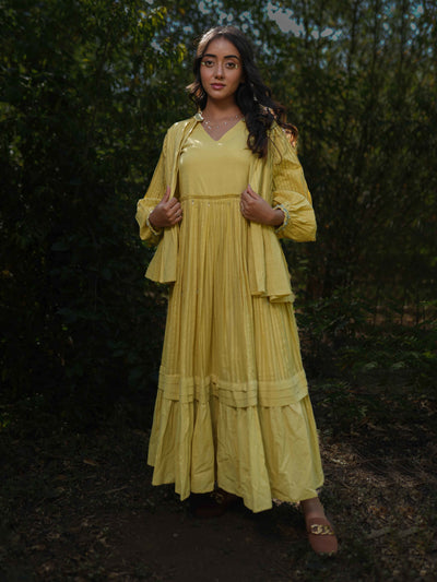 Serphina Set - Dress and Jacket - Yellow Yorker Cotton - OurDve