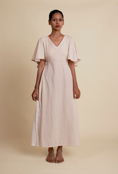 Desai Dress - Beige Handwoven - OurDve