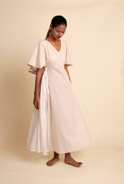 Desai Dress - Beige Handwoven - OurDve
