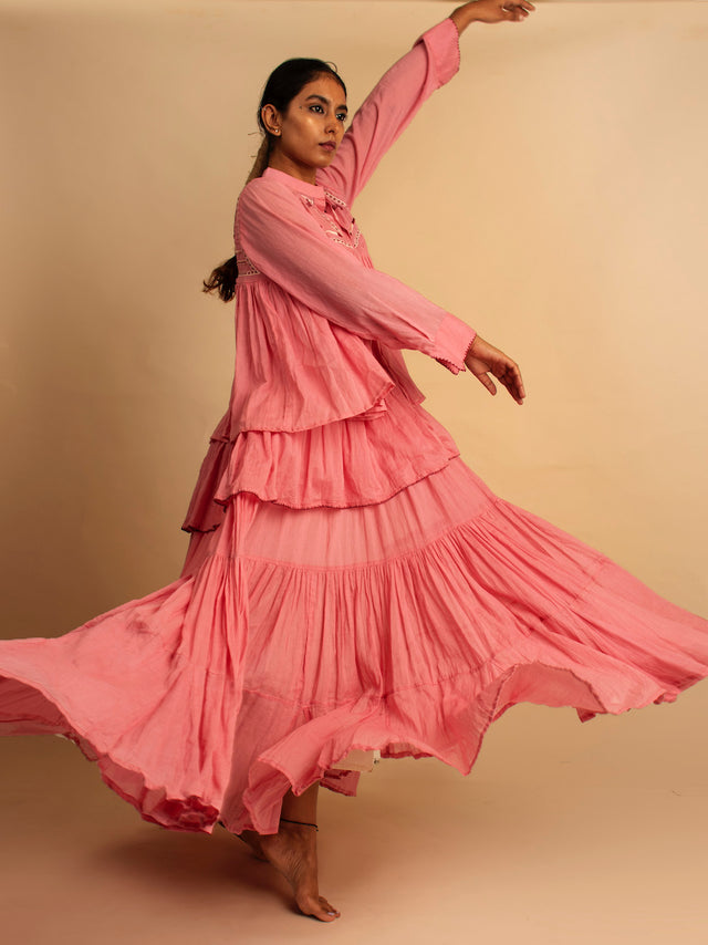 Gowda Set (Dress + Jacket) - Pink