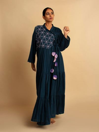 Blue Harid Handwoven Long Dress - OurDve