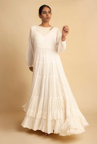 White Maldi Evening Long Dress - OurDve