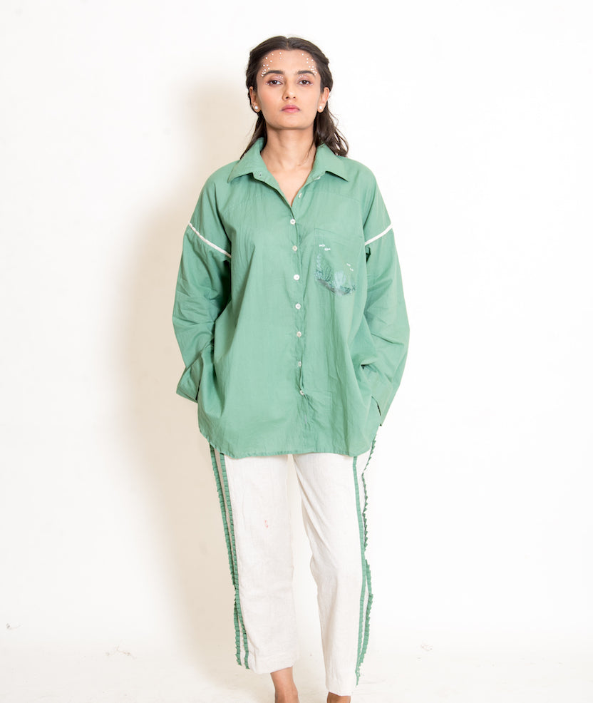 Clam Set (Top + Pants) Mul Cotton Apple Green - OurDve