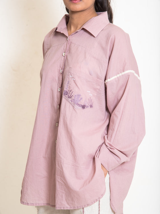 Clam Set (Top + Pants) Mul Cotton Ash Pink - OurDve 