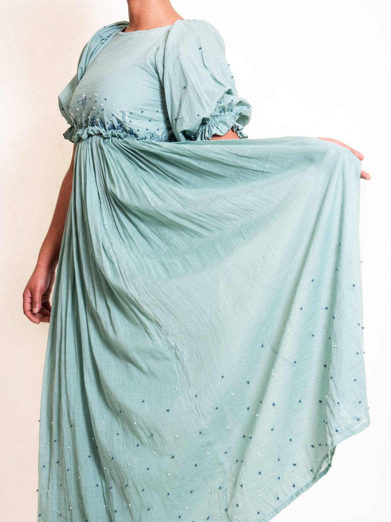 Coral Dress Mul Cotton - Mint Green Coral Dress Mul Cotton - Mint Green