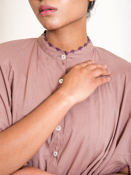 Crab Dress Mul Cotton- Ash Pink - OurDve