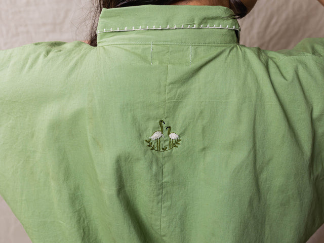 Clutter Dress - Cotton Dress Jacket Pale Green Colour