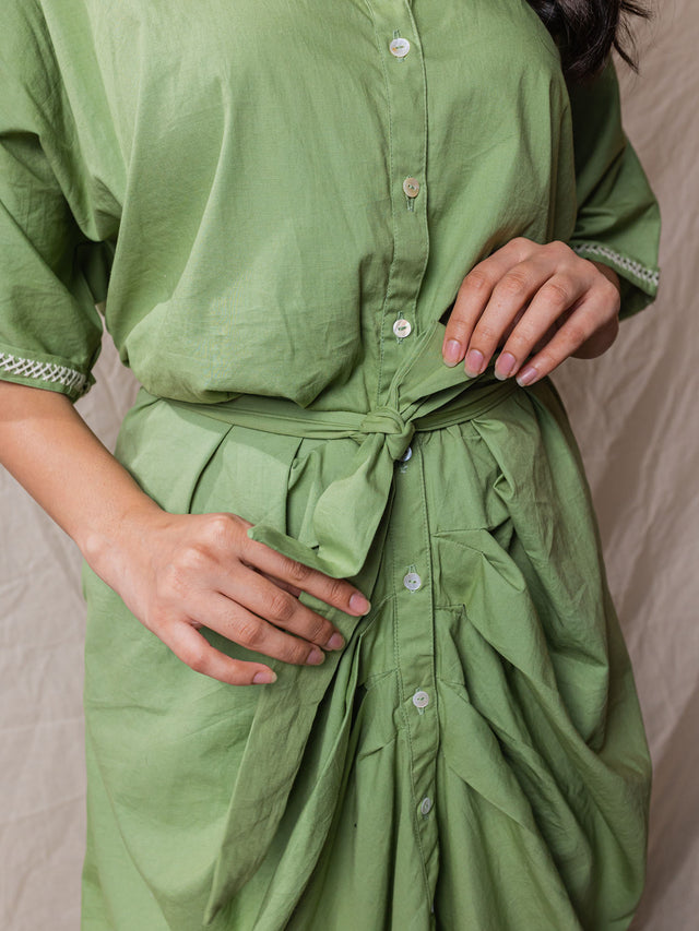 Clutter Dress - Cotton Dress Jacket Pale Green Colour