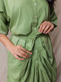 Clutter Dress - Cotton Dress Jacket Pale Green Colour - OurDve 