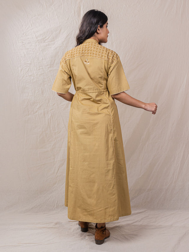 Tramp Dress - Cotton Drawstring Dress Jacket Peanut Colour – OurDve