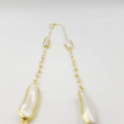 Long Pearl Rose Quartz Necklace - OurDve
