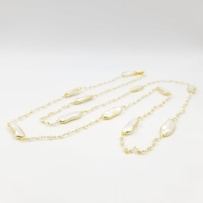 Long Pearl Rose Quartz Necklace - OurDve