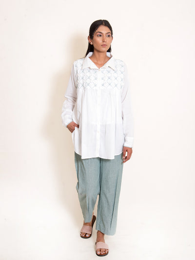 Mone Set (Top + Pants) Mul Cotton White - OurDve