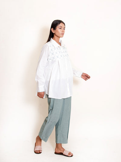 Mone Set (Top + Pants) Mul Cotton White - OurDve