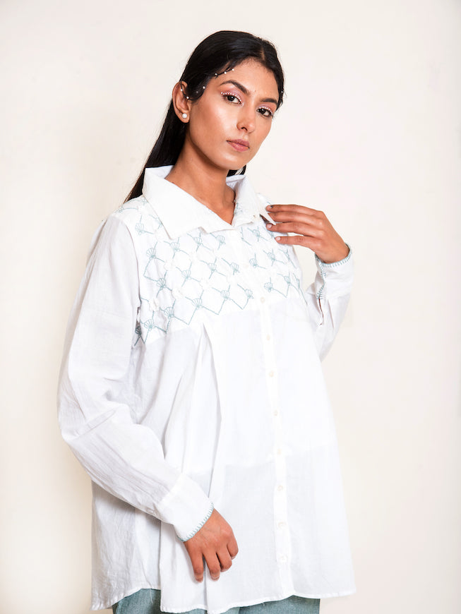 Mone Set (Top + Pants) Mul Cotton White - OurDve