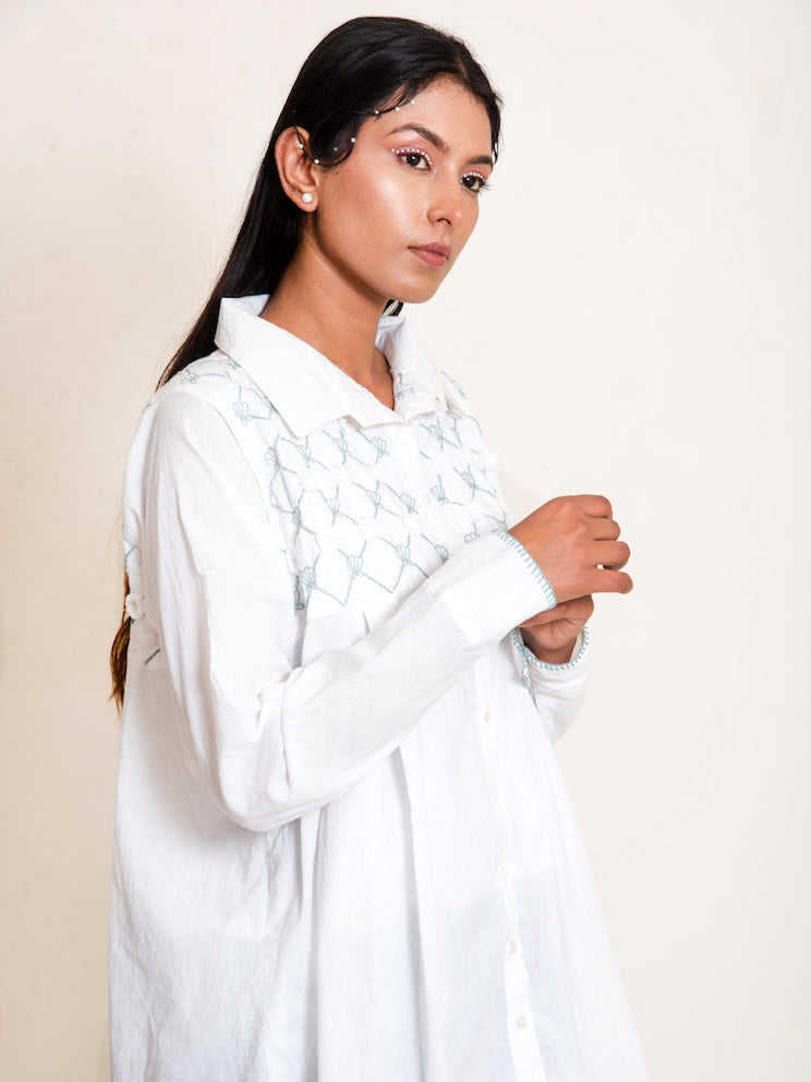 Mone Set (Top + Pants) Mul Cotton White - OurDve