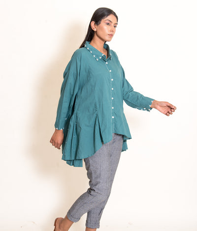 Otter Set (Top + Pants) Mul Cotton Turquoise Green - OurDve