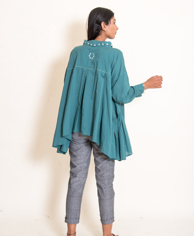 Otter Set (Top + Pants) Mul Cotton Turquoise Green - OurDve