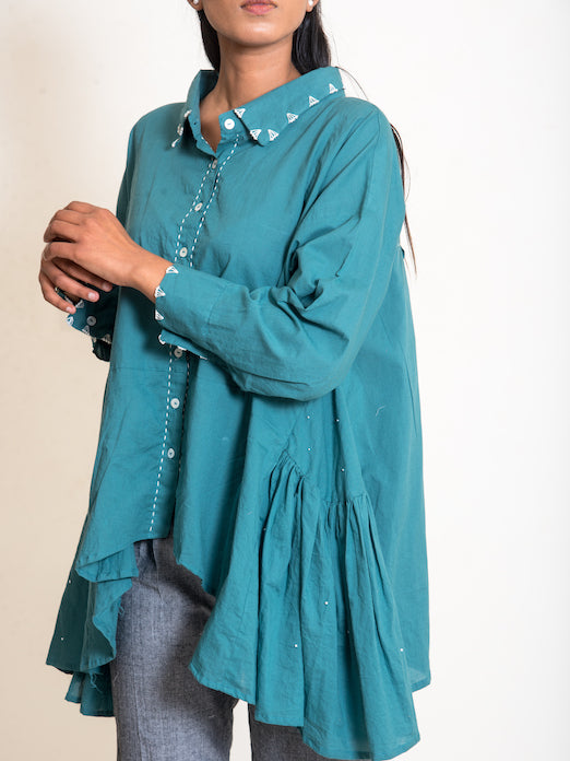 Otter Set (Top + Pants) Mul Cotton Turquoise Green - OurDve