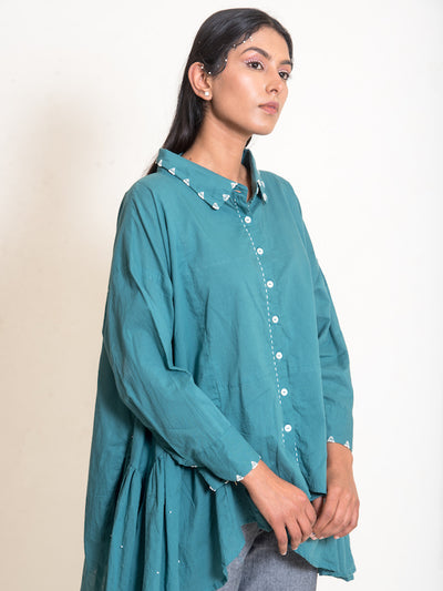 Otter Set (Top + Pants) Mul Cotton Turquoise Green - OurDve