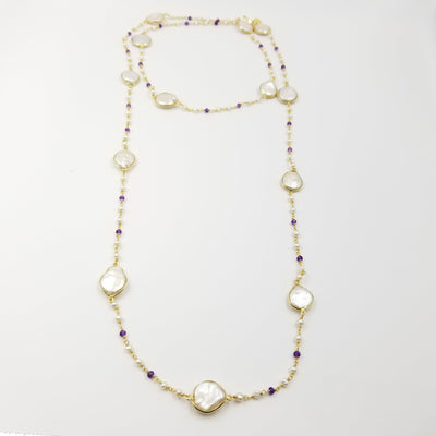 Oval Pearl Amethyst Necklace - OurDve