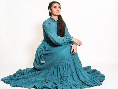 Oys Dress Mul Cotton - Turquoise Green - OurDve