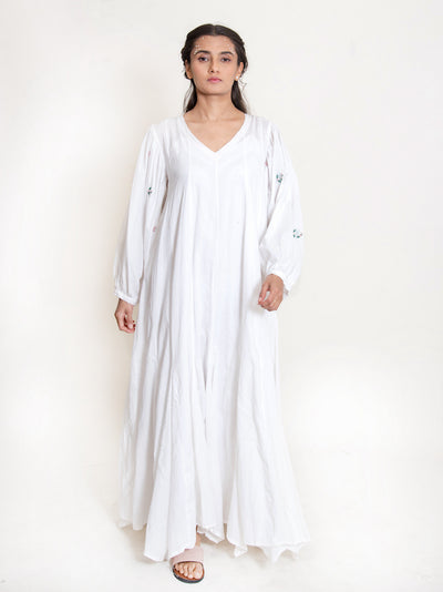 Seeho Dress Mul Cotton - White - OurDve
