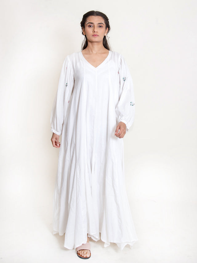 Seeho Dress Mul Cotton - White - OurDve 