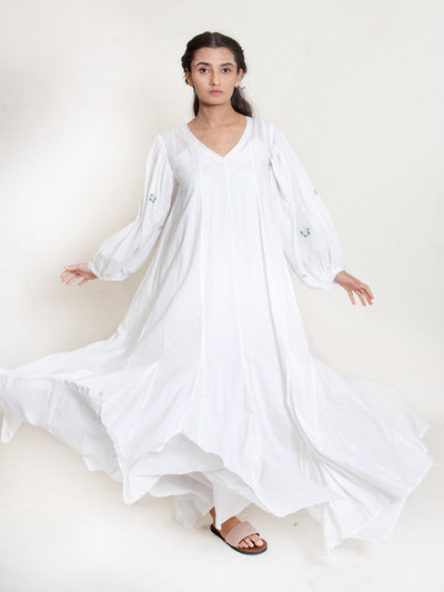 Seeho Dress Mul Cotton - White - OurDve