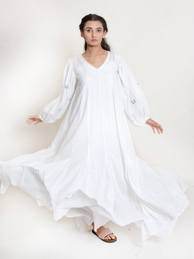 Seeho Dress Mul Cotton - White - OurDve 