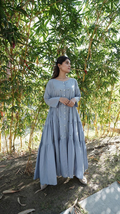 Side Plank Long Dress - Light Blue - OurDve