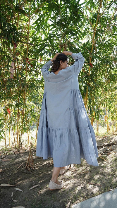Side Plank Long Dress - Light Blue - OurDve