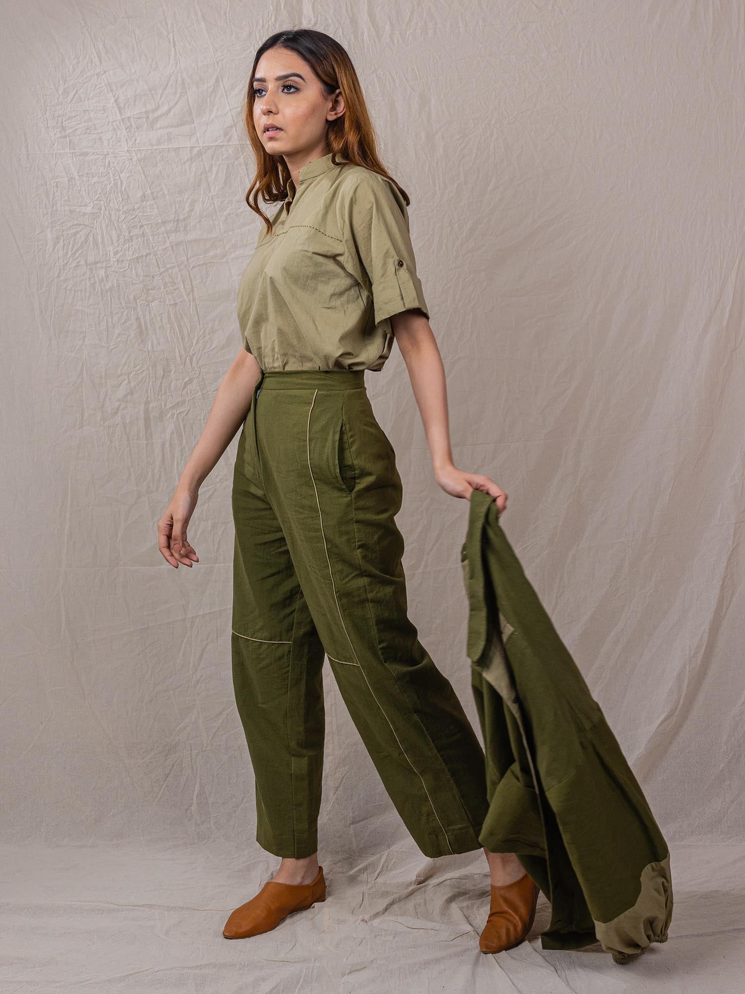 Buy Gia by Westside Olive Green Straight Pants for Online @ Tata CLiQ