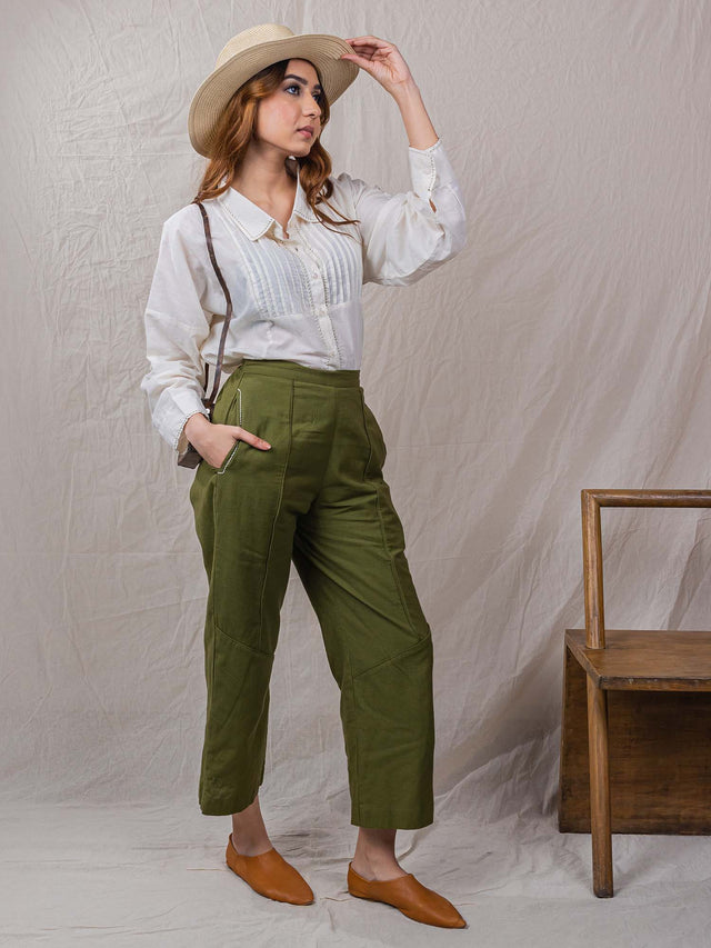 Army Set - Cotton Shirt and Pant Set - Beige Colour - OurDve 