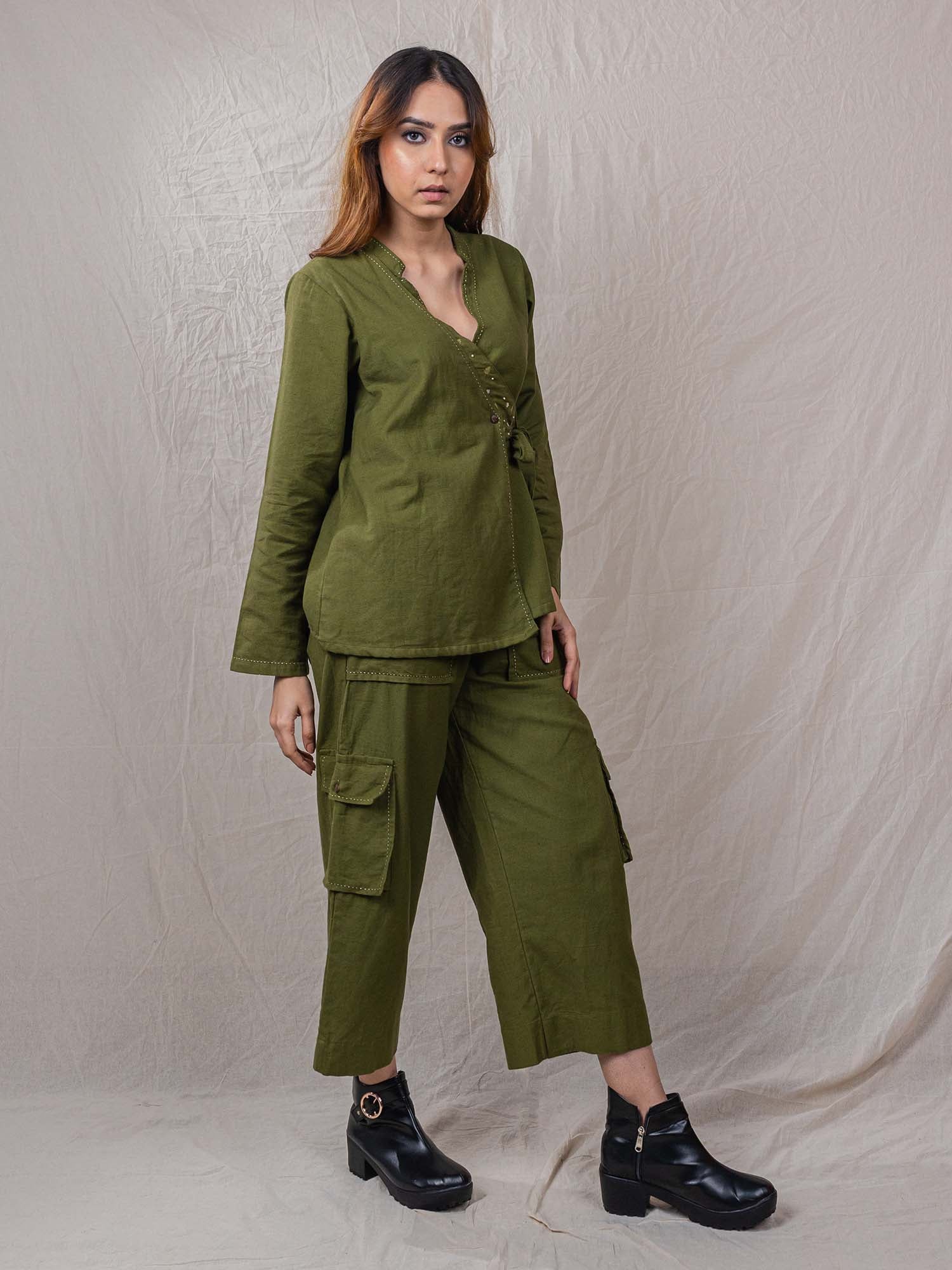 Cargo Pants Mens Fashion Casual Loose Cotton Plus Size Pocket Lace Up Solid Colour  Pants Overall Green - Walmart.com